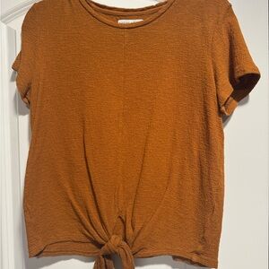 Madewell Rust Tie-Front Short Sleeve Top